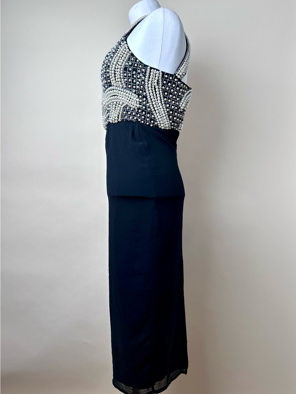 ASOS Pearl & Sequin Embellished Open Back Halter Midi Dress NWT Size 0 - Picture 7 of 15